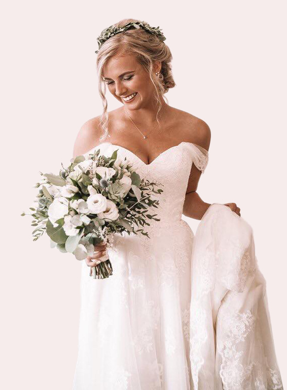 Floral Reef Designs - Ottawa Wedding and Event Florist - Bride holding white and green classic bouquet - 3