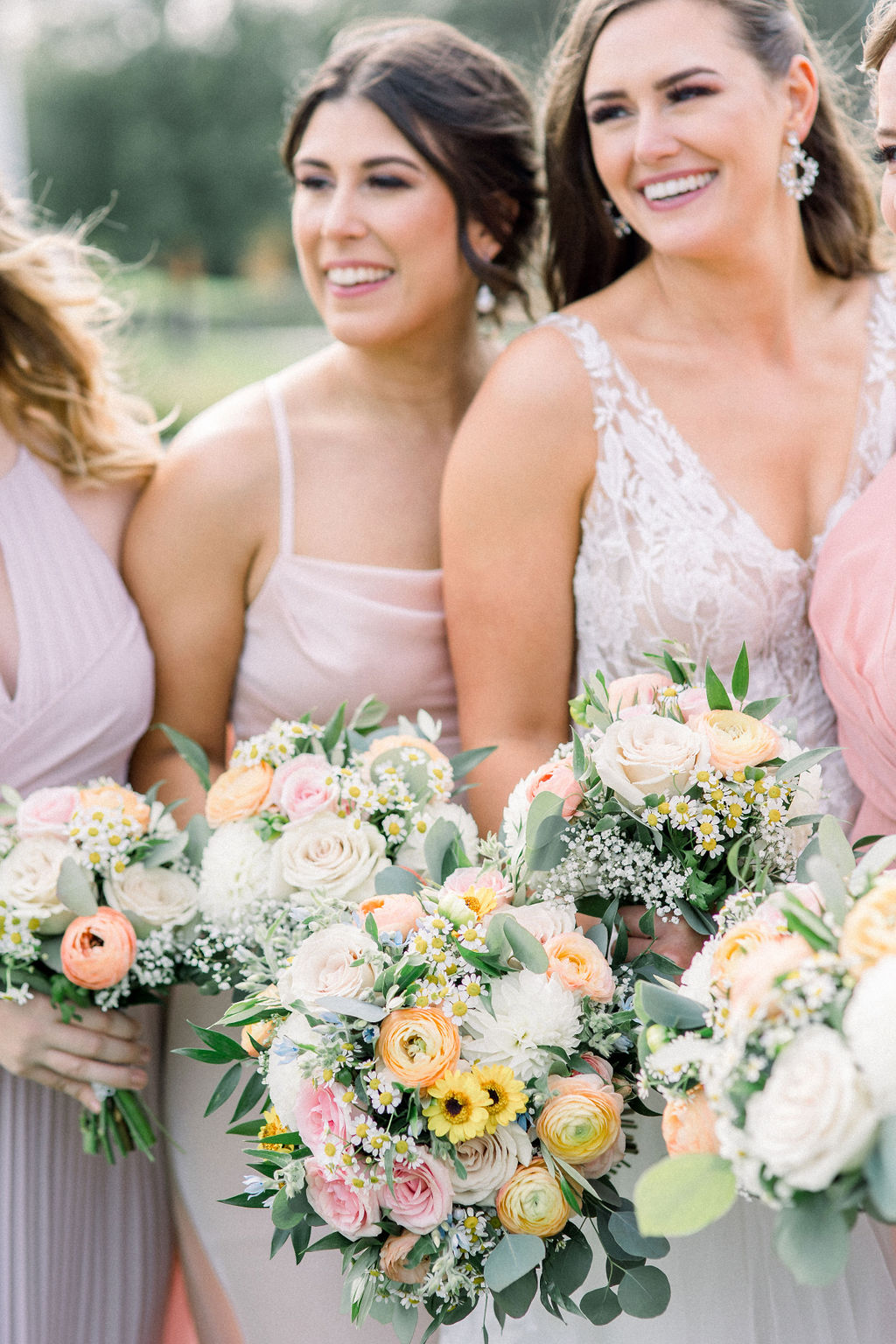 Floral Reef Designs Ottawa Wedding Florist - Amy Pinder Photography - Stonefields Estate wedding - close up of soft warm pastel bouquets